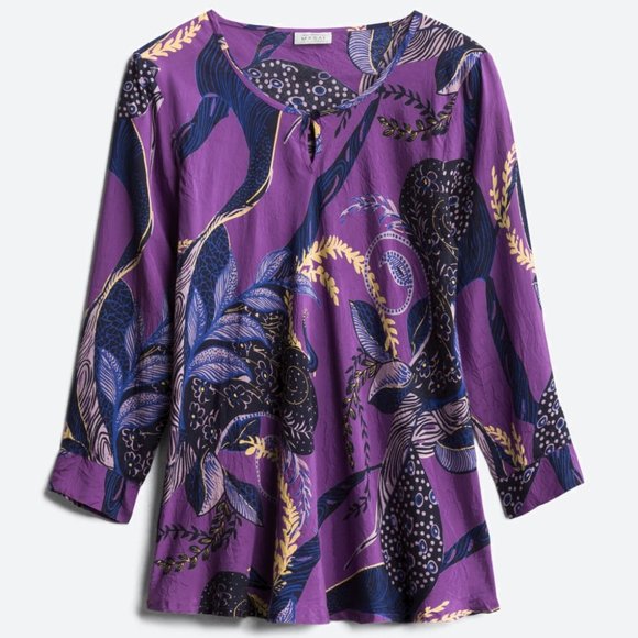 Masai Tops - Masai Danita Keyhole Tunic Top Purple Size XS